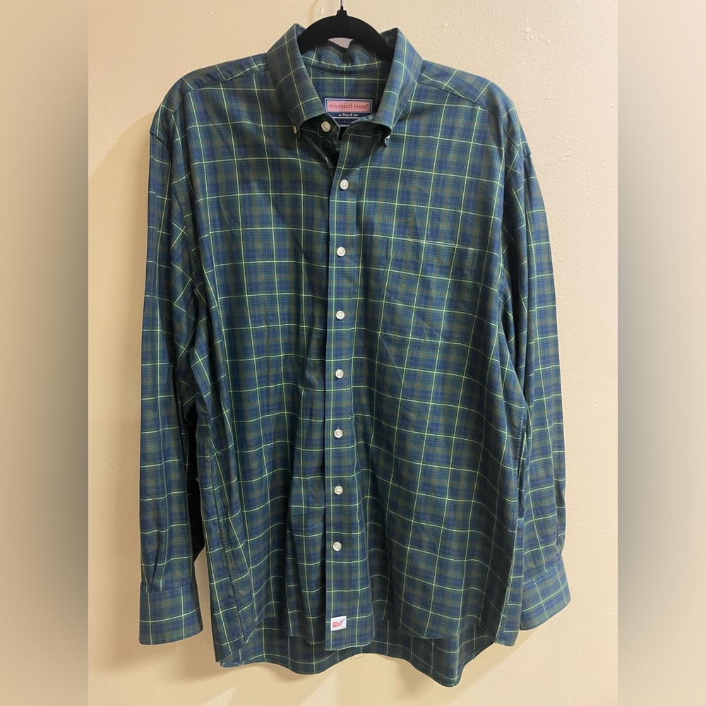 Vineyard Vines by Shep & Ian Murray Shirt Plaid Green Red Yellow Blue Men's Sz L